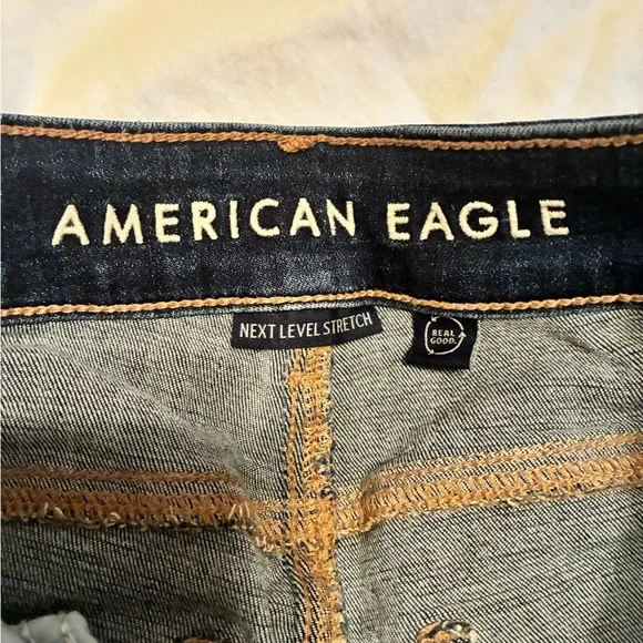 American Eagle Outfitters Women's Dark Blue Flare Jeans in Extra Short - Picture 4 of 4